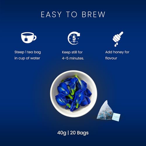 Image of Namhya Blue Tea Butterfly Pea Flower - 25 Tea Bags (25 Cups) |Herbal Tea Weight Loss Belly Fat | Aparajita Flower Tea Bags | Weight Loss Tea for Women