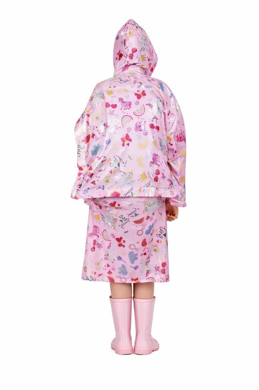 Image of Kids Waterproof PVC Raincoat with Hood & Sleeves | Lightweight, Portable Rain Wear for Boys & Girls | Button Closure with Storage Bag