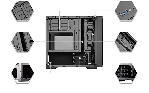 SilverStone SST-LD01B Lucid Mini Tower Micro ATX Custodia per computer, alta prestazione del flusso d'aria silenzioso, 3x vetro temperato
