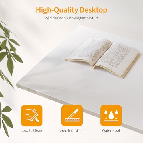 Image of Cubiker Computer Desk, Home Office Writing Study Desk, Modern Simple Style Laptop Table with Storage Bag (63 inch, White)