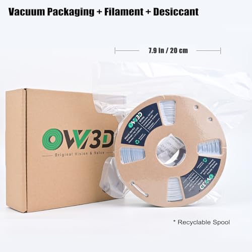 Image of OVV3D Silk Silver Filament PLA 1.75mm, Upgrade Silver Grey PLA 3D Printer Filament, Silk Silver Metal 3D Printing Filament, 3D Filament 1.75 + /- 0.02mm, Silk 1.75 PLA Filament for 3D Printer