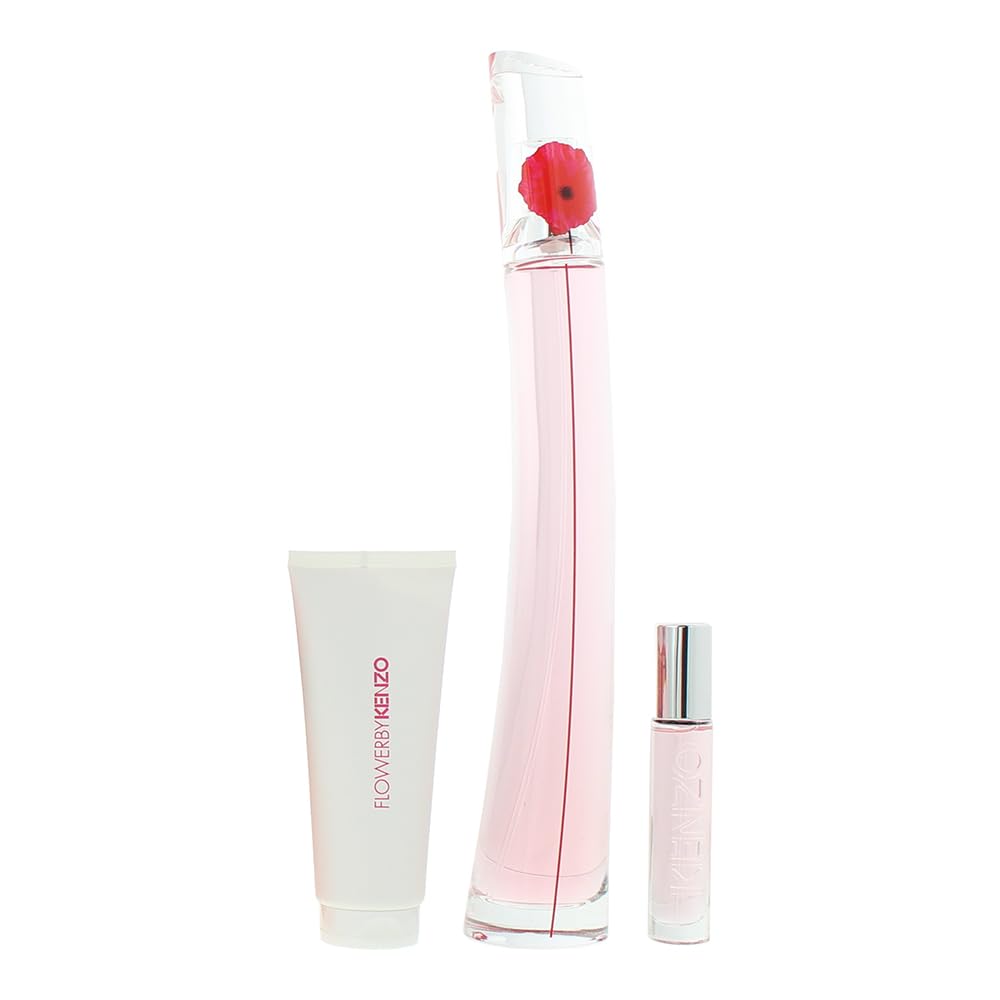 Kenzo Flower By Kenzo Poppy Bouquet Eau de Parfum Gift Set 100ml EDP + 10ml EDP + 75ml Body Lotion