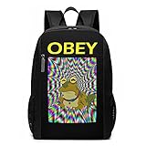 Mit Reißverschluss O_Bey F_Rog Rucksack für Reisen, Laptop, Tagesrucksack, 3D-Druck, lustige Schultasche, 43,2 cm (17 Zoll) Gr. One size, Schwarz