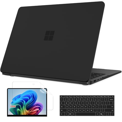 B BELK Case for Microsoft Surface Laptop 13.8 inch Touchscreen 2024 (7th Edition) Model: 2036, Plastic Hard Shell Case + Keyboard Cover + Screen Protector for 13.8'' Microsoft Surface, Space Black