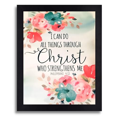 Image of Interio Crafts Bible Verse Wall Quote - I Can Do All Things Through Christ - Philippians 4:13 Bible Verse - Synthetic Wood, 13.5X10 Inches