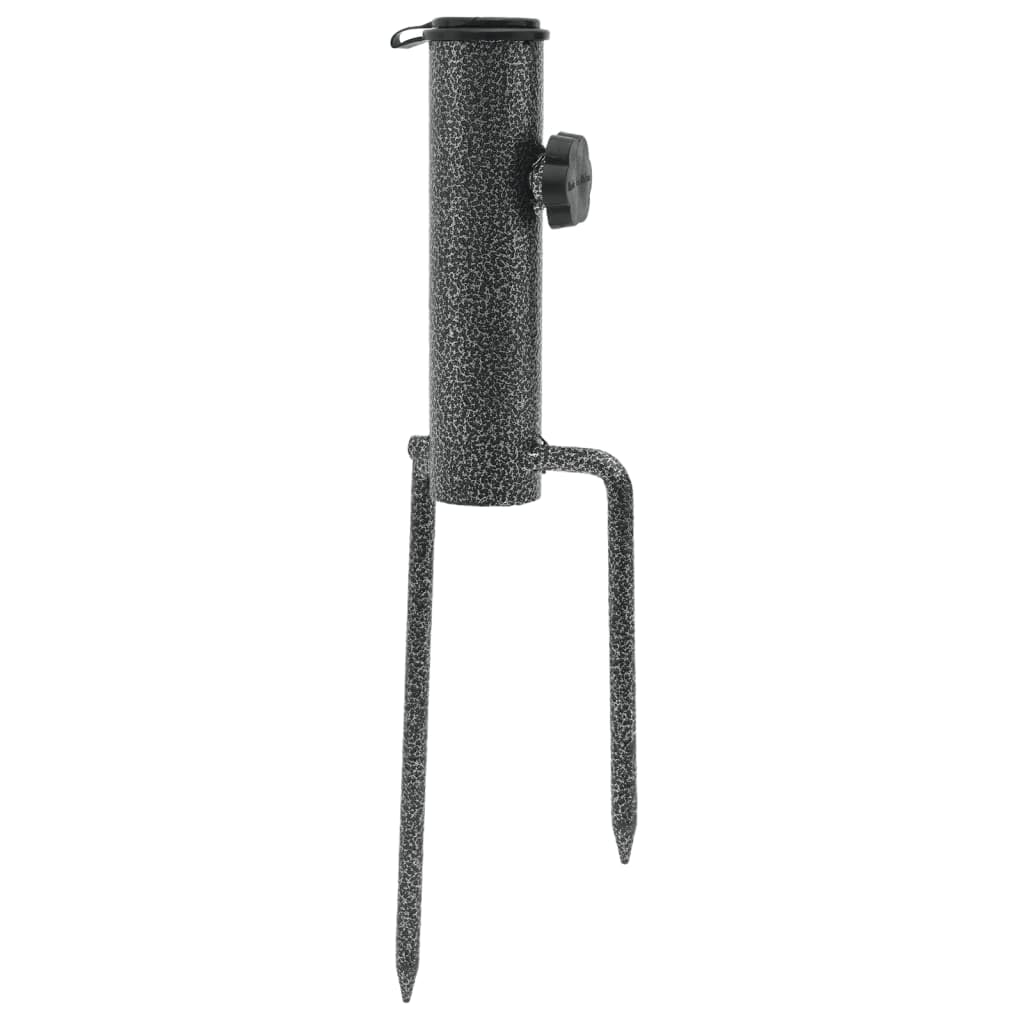 Stojak na parasole ze szpikulcami do wbijania w ziemię, 2 sztuki, 9 x 35 cm, stal ocynkowana, na parasole przeciwsłoneczne, balkon, taras i do ogrodu, stabilne mocowanie, trwała podstawa