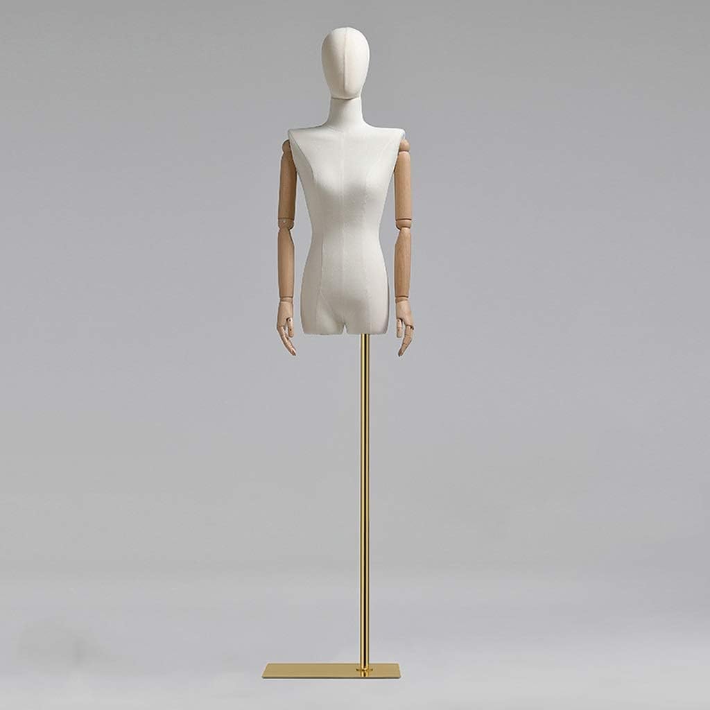 Mannequin Torso Female Mannequin Torso Dummy Display Flat Shoulder Mannequin Props Women's Mannequin Stand Clothing Store Display Stand with Solid Wood Arm Dress Form (Color : B) (C)