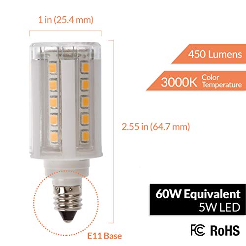 Newhouse Lighting 5-Watt (60W Equivalent) E11 Mini-Candelabra Base Led Bulbs, Halogen, Chandelier, Cabinet Lighting, 120V, 3000K, 450 Lumens, Non-Dimmable, 4-Pack, White (E11-5060-4) #TOP1