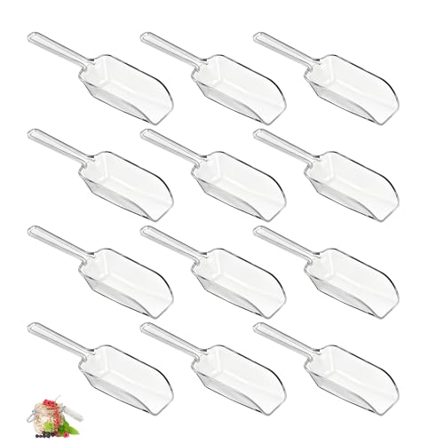 12PCS Ice Scoop Multi-Purpose Clear Scoops Multipurpose Scooper for Ice Powder Flour Ideal for Candy Buffet Ice Cream Coffee Tea Dog Food Dessert Size 11cm*3cm