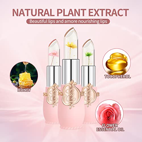 6 Pcs/Set Flower Jelly Lipstick Set Temperature Change Moisturizer Flower Lip Stick Long Lasting Nutritious Lip Balm Magic Color Change Lip Gloss #TOP1