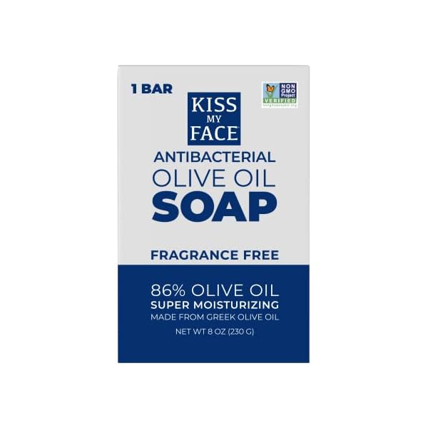Kiss My Face Antibacterial Fragrance Free Bar Soap, Balanced Moisturizing Cleanse, With Added Anti-Bacterial Support…