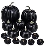WESAPPINC Artificial Pumpkins,14PCS White Fake Pumpkins Assorted Pumpkins Large Faux Harvest...