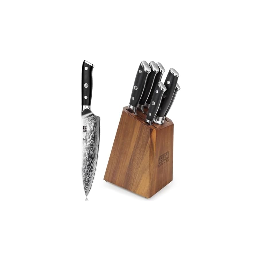 SHAN-ZU-Damascus-Kitchen-Knife-Set-7-Piece-Professional-Knife-Sets-for-Chefs-Japanese-Super-Steel-Damascus-Kitchen-Knife-Set-With-G10-Handle-Knife-Block-Set SHAN ZU Damascus Kitchen Knife Set, 7-Piece Professional Knife Sets for Chefs, Japanese Super Steel Damascus Kitchen Knife Set With G10 Handle Knife Block Set