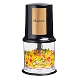 Bestron hachoir électrique, mini hachoir idéal pour les légumes, les oignons, Deux lames de coupe & capacité de 500 ml, Coleur: Noir/Argent