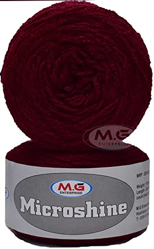 Image of M.G Microshine Mehroon (300 gm) Wool Hank Hand Knitting Wool /Art Craft Soft Fingering Crochet Hook Yarn, Needle Knitting Yarn Thread dye G T CB