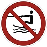 Dreifke® Alu-Schild "Wasserski-Aktivitäten verboten", Ø40cm, 1 Stück, Gebotszeichen (P058) gem. ISO 7010