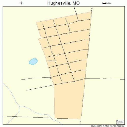 Large Street & Road Map of Hughesville, Missouri MO Printed poster