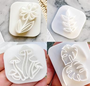 A1 3D Prints Polymer Clay Earing Stamps, Monstera-Plant-Mushroom-Flower, Imprints Stamps, Clay Earing Making Tools, DIY, Set of 4 Designs [Size :35 MM Each]-image-21
