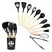Wenrescry 12-teiliges Silikon Küchenutensilien Set, Hitzebeständig, Antihaftbeschichtet, Spülmaschinenfest, Ergonomisch, Lebensmittelecht, Mit Utensilienhalter, Schwarz: Komplettes Küchenhelfer Set