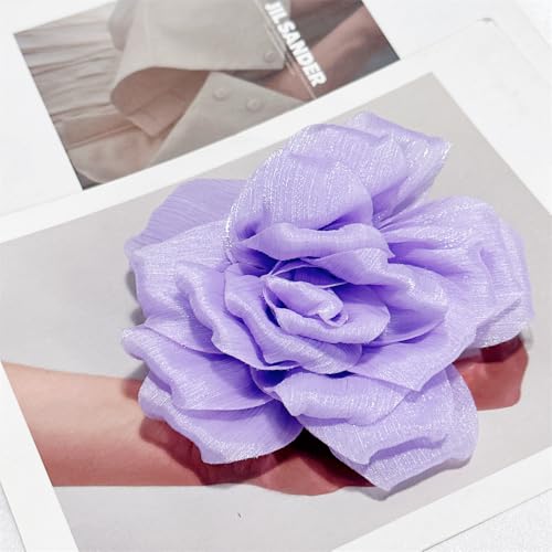 Image of Flash Camellia Flower Brooch Pin for Women Men Elegant Texture Fabric Dahlia Rose Floral Brooches Lapel Pins Dainty Wedding Holiday Party Costume Dress Accessories Jewelry