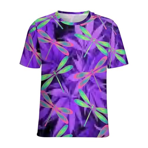 T-shirt imprimé libellule vêtement décontracté d'été XL
