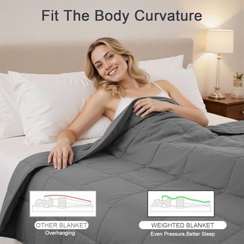 Image of Weighted Blanket 10lbs 48 inchx72 inch, Cooling Heavy Twin for 80-120lbs | Premium Glass Beads, Soft Breathable Fabric for All-Season Sleeping Comfort, for 80-120lbs Persons, Grey