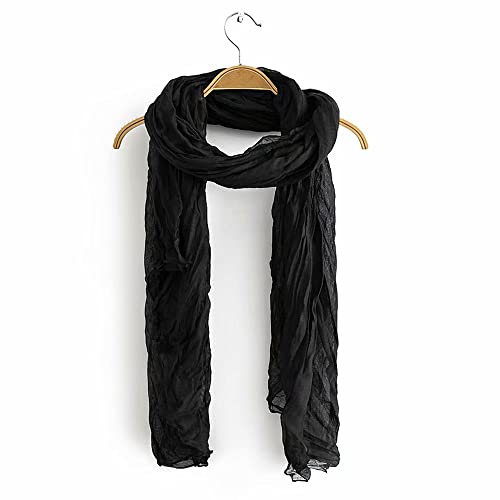 Summer Cotton Blend Crinkle Vintage Soft Scarf Fashion Solid Color Scarves Wrap Shawl3