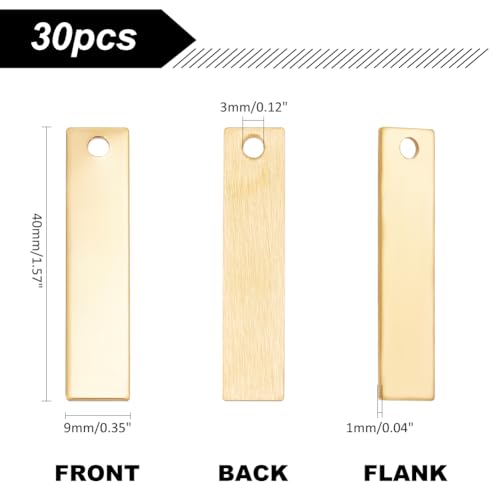 UNICRAFTALE 30Pcs Stainless Steel Rectangle Stamping Blank Tag Pendants One Side Polishing Blank Charm Engraved Pendant For Name Valentine's Day Charms Dog Tag Necklace Bracelet Jewellery - Image 3