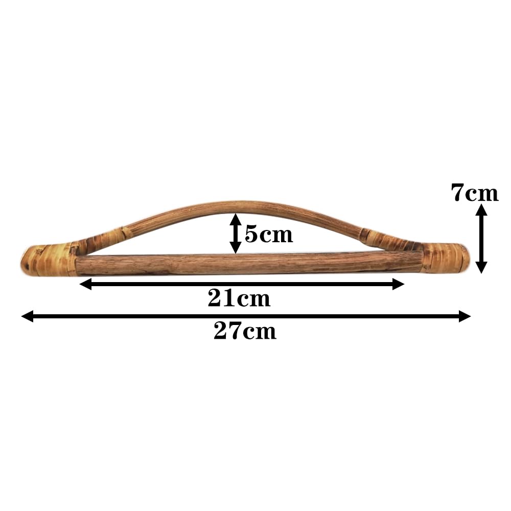 Poignées En Rotin Et Bois Pour Sac - Lot De 2 - 29x8,5cm - Style Rétro Et Naturel