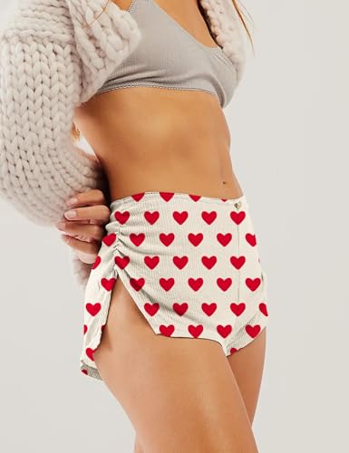 Image of FaroDor Cute Micro Pajamas Shorts for Women Low Rise Side Slit Ruched Lounge Shorts Pj Bottoms