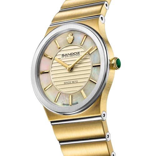 Image of Sandoz Tresor Premium Quartz Champagne MOP Dial Swiss Made Watch for Women - SZWLG0000604