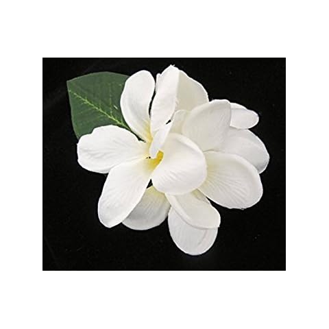 White Tropical Plumeria Hawaiian Hair Flower Clip Cover
