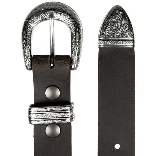 Zelikovitz 1.25" South Western Style Brown Buffalo Leather Belt - Handmade in Canada (50" (for 48" Waist))4