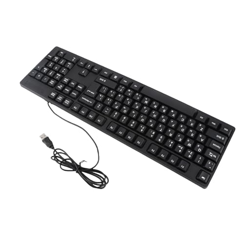 Clavier Azerty dla Języka Rosyjskiego K1800 Klawiatura Mniejszościowa – 104 Klawisze Przewodowa Klawiatura do Gier i Komputera USB z Kablem o Długości 4,9 Stopy do Ergonomicznego