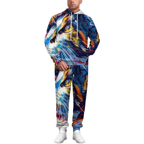 Survêtement homme chat loup imprimé 3D rose fini les vêtements trop serrés