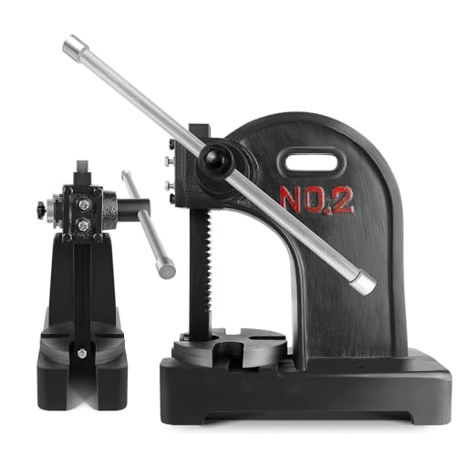 2 Ton Arbor Press,8.5'' Maximum Height Heavy-Duty Bench Mounted Shop Press with Reversible Ram & Steel Anvil, Industrial Hand Operated Press for Bending, Punching, Staking (Black 2 ton)