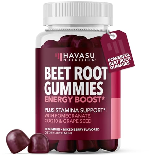 Image of Beet Root Gummies with COQ10 & Pomegranate - Nitric Oxide Supplement for Men and Women - Beetroot for Endurance, Performance, Recovery - Vegan, Non-GMO, Gluten Free - Mixed Berry Flavor, 30 Count