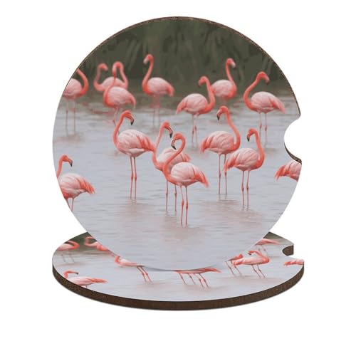 2 sottobicchieri per auto antiscivolo assorbenti fenicotteri sottobicchieri universali per auto portabicchieri accessori con base in sughero 6,6 cm