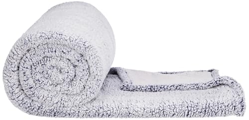 Image of amazon basics Polyester Double Bed Sherpa Blanket (270 GSM) | Single Layer (Navy Blue)