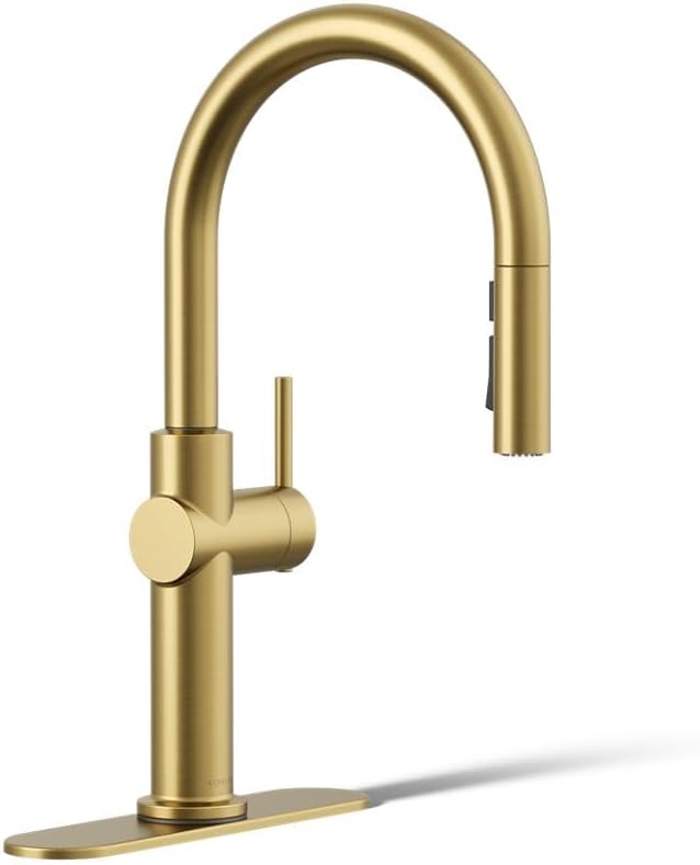 KOHLER 22972-2MB Crue Pull Down Kitchen Faucet, Kitchen Sink Faucet with Pull-Down Sprayer, Pull-Down Kitchen Sink Faucet, Vibrant Brushed Moderne Brass