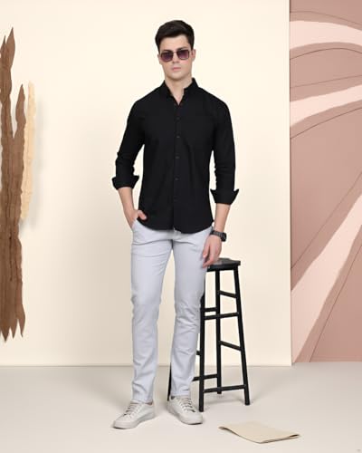Image of Majestic Man Premium Cotton Slub Slim Fit Comfortable Solid Stylish Trousers