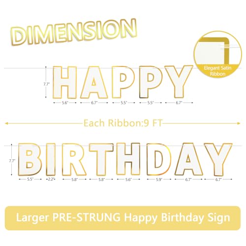 Image of Pre-Strung Happy Birthday Banner White Party Decorations