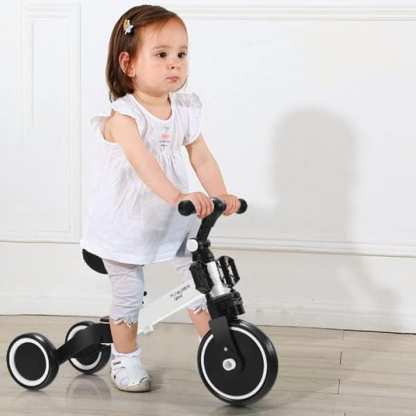 Maxmass 3 In 1 Kids Tricycle, Baby Balance Bike with Adjustable PU Seat, 3 Wheels Toddlers First Bike for 1 - 3 Years Old Boys and Girls (White)
