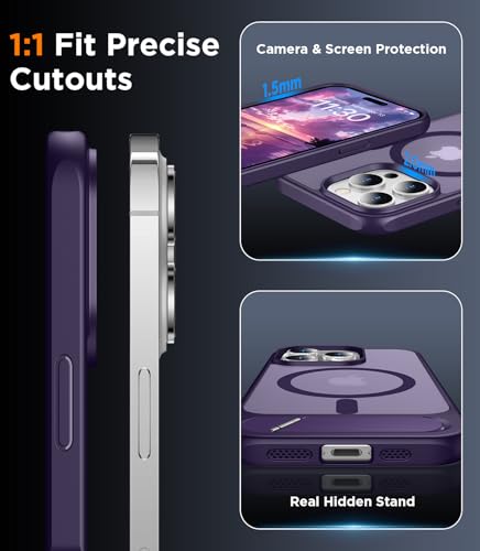 Image of Magnetic Compatible with iPhone 14 Pro Case, [Built-in Invisible Kickstand][Compatible with MagSafe] [Military Grade Shockproof] Slim Translucent Matte Phone Case for iPhone 14 Pro 6.1 inch