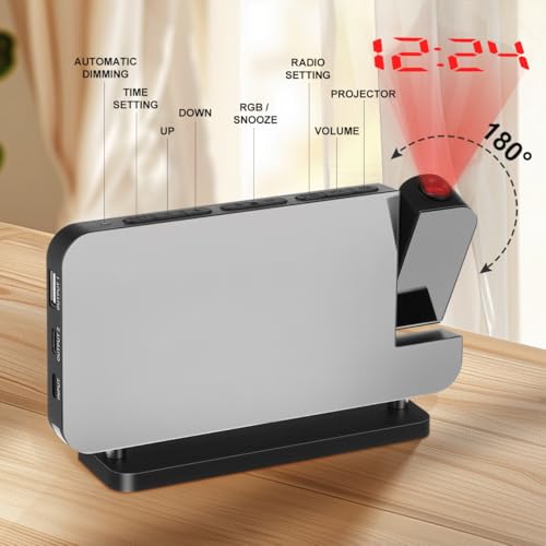Cabilock Projection Alarm Clock with 180° Projector and 10 RGB Night Lights - Image 4