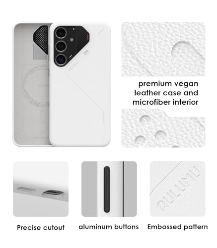 Image of Aulumu S24 Plus Galaxy Case | Vegan Leather Case | Compatible with MagSafe | Passive Cooling Samsung Galaxy S24 Plus Case - White
