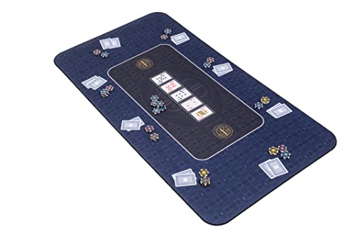 Riverboat Gaming Pokermatte Broadway (140x75cm) - Pokertuch Tischunterlage mit Transporttasche - Deluxe Pokertischauflage mit 5mm Polsterung - Blau Cover