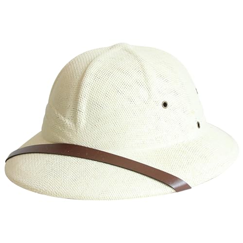 HoveeLuty Casque Colonial, Chapeau de Paille à Large Bord résistant au Soleil pour Homme avec Ceinture décorative, Chapeau de Soleil tissé Respirant avec...
