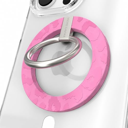 Velvet Caviar Compatible with MagSafe Phone Grip - Magnetic Ring Holder with Adjustable Stand - Removable MagSafe Accessories for iPhone 16, 15, 14, 13, 12 (Hot Pink Leopard, Pattern 2)