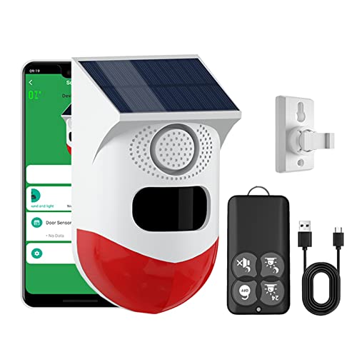 Maxant - Alarma De Luz Estroboscópica De Sonido Solar Con Detector De Movimiento Y Control Remoto, Detector De Alarma Estroboscópica Audible De Seguridad Para El Hogar, 120 Db, Luz De Sirena De Maxant - Alarma De Luz Estroboscópica De Sonido Solar Con Detector De Movimiento Y Control Remoto, Detector De Alarma Estroboscópica Audible De Seguridad Para El Hogar, 120 Db, Luz De Sirena De